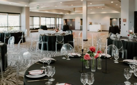 a room with tables and chairs