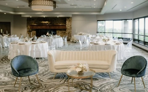 a room with tables and chairs