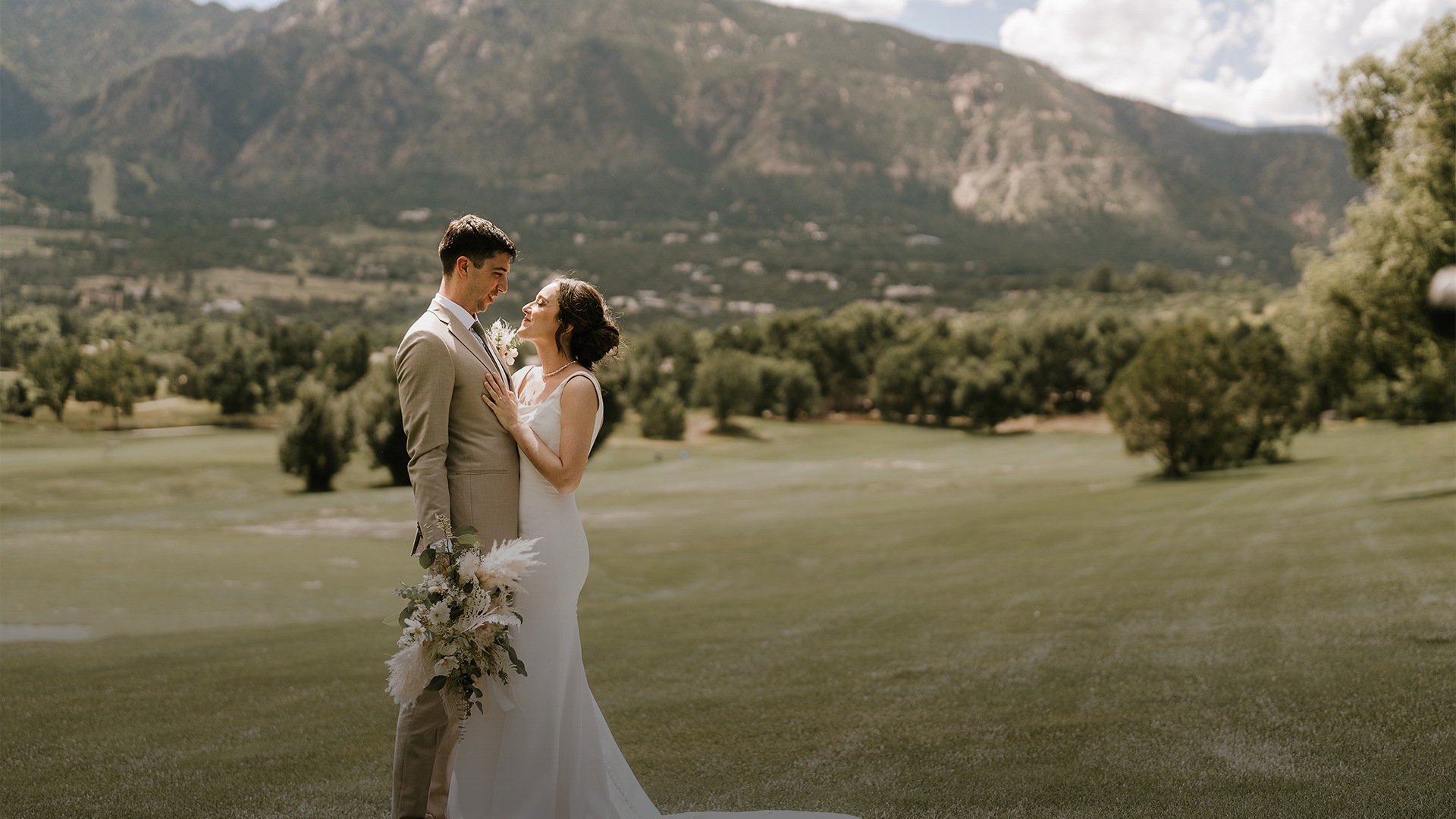 a man and woman in a wedding dress