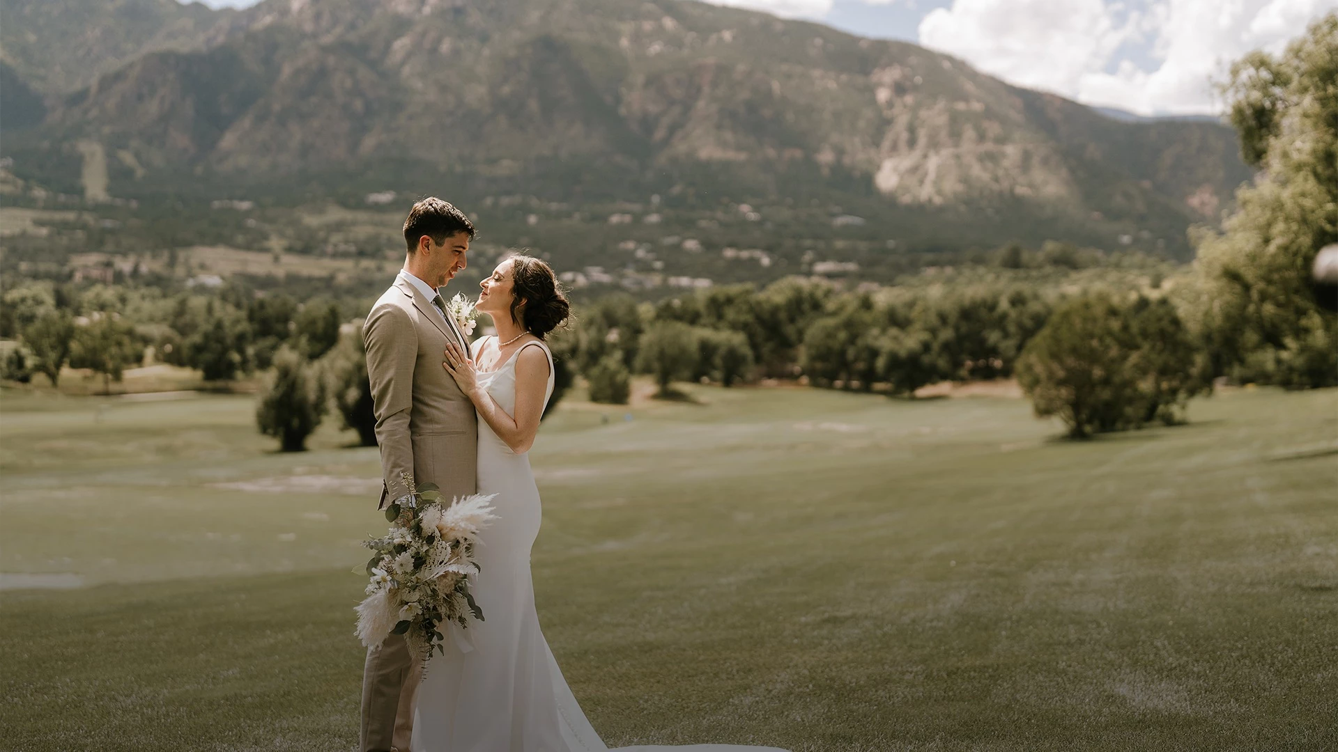 a man and woman in a wedding dress