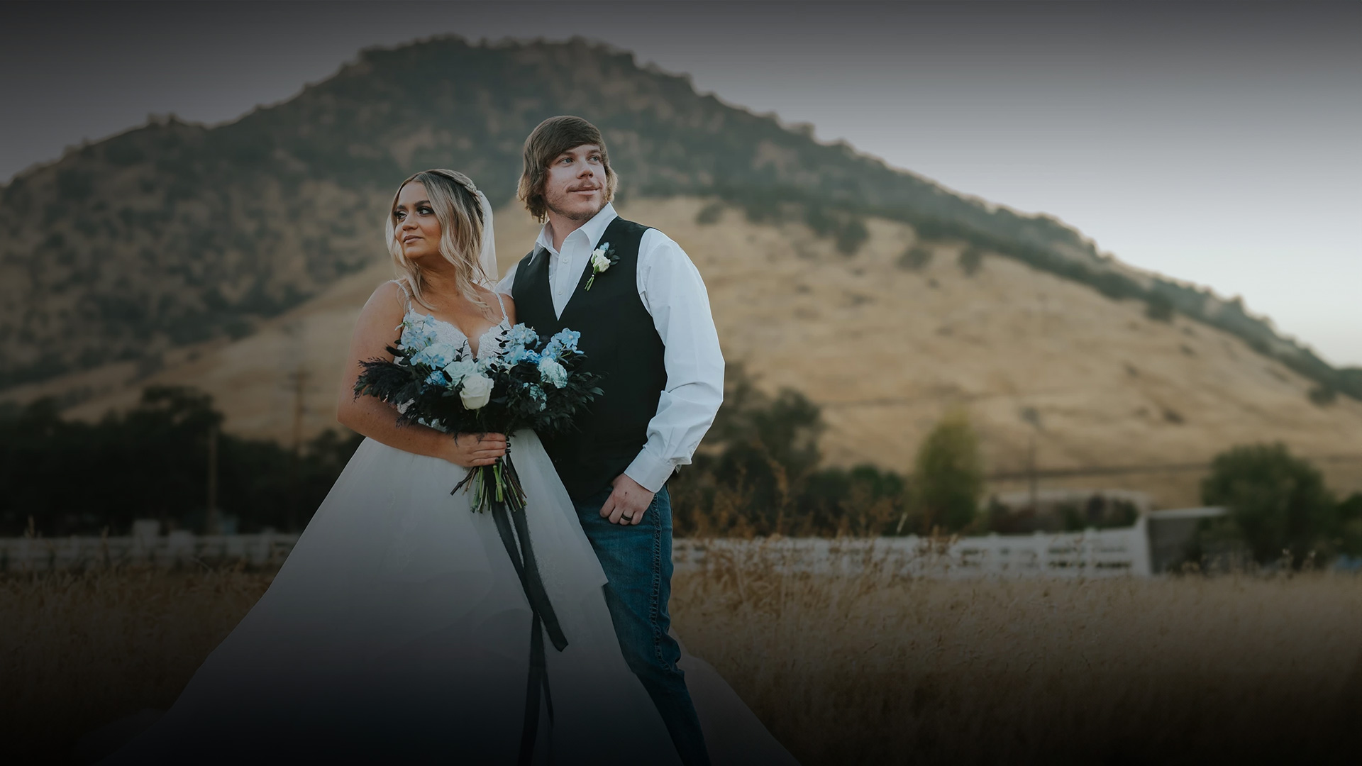 a man and woman in a wedding dress