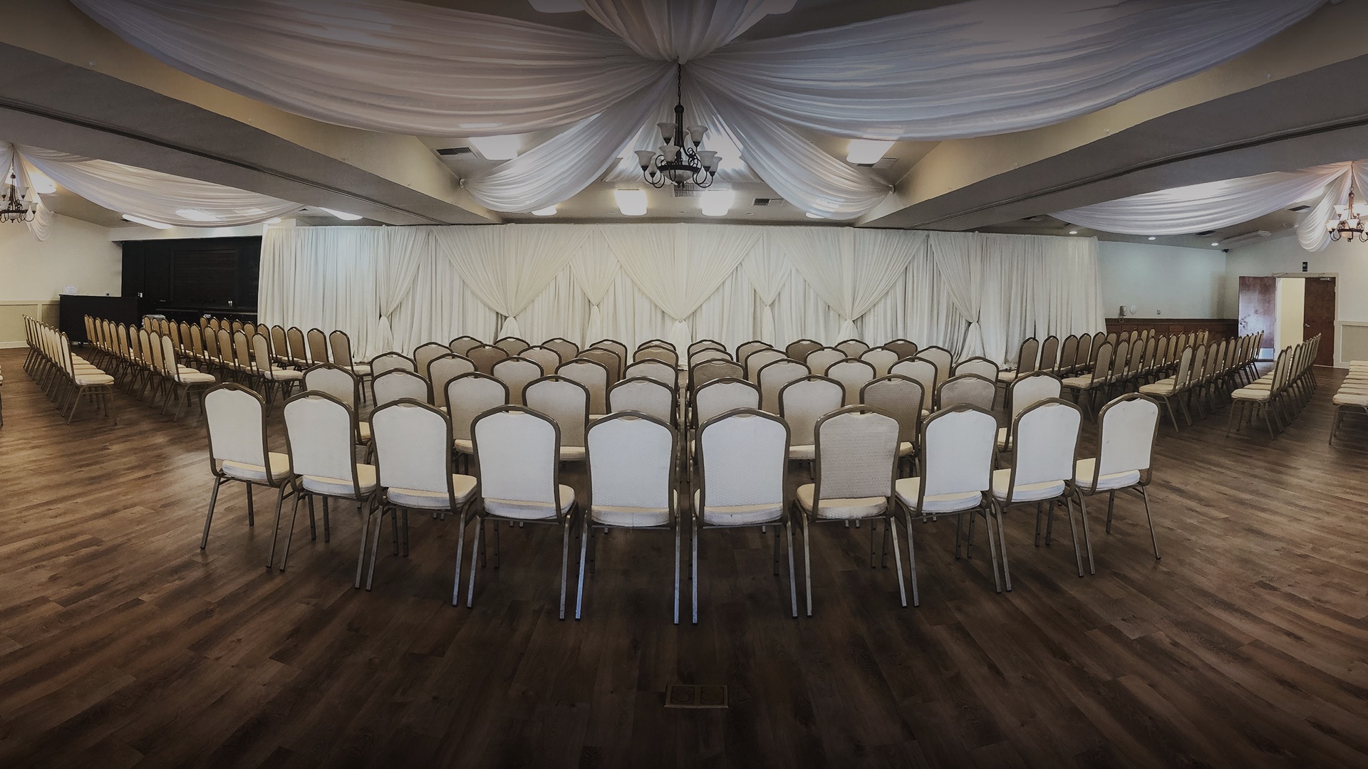 a room with many chairs