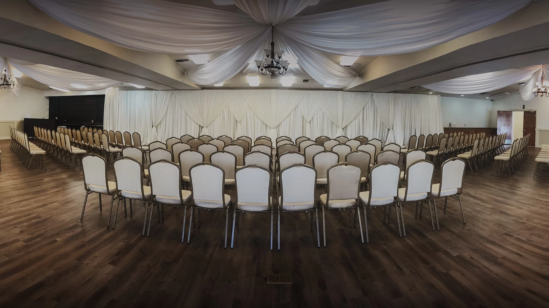 a room with many chairs