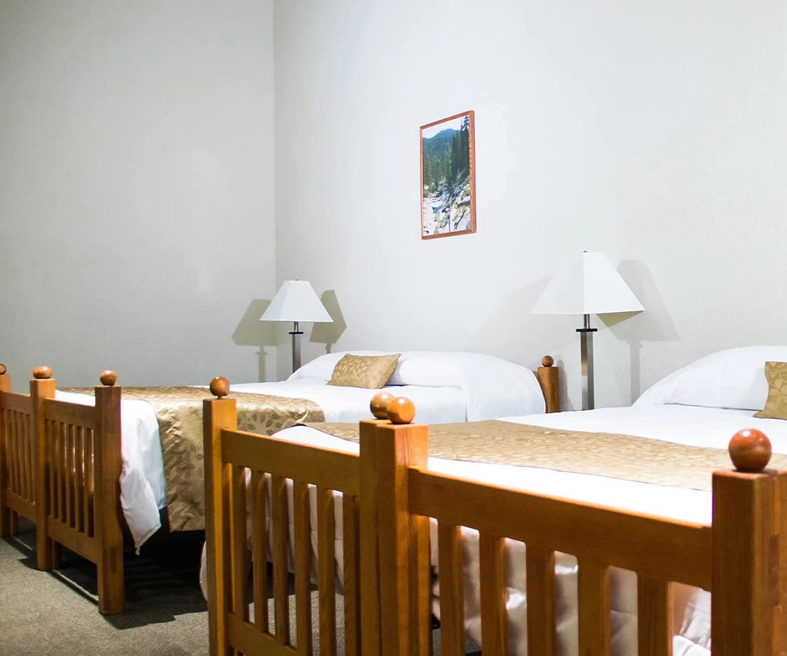 a room with two beds