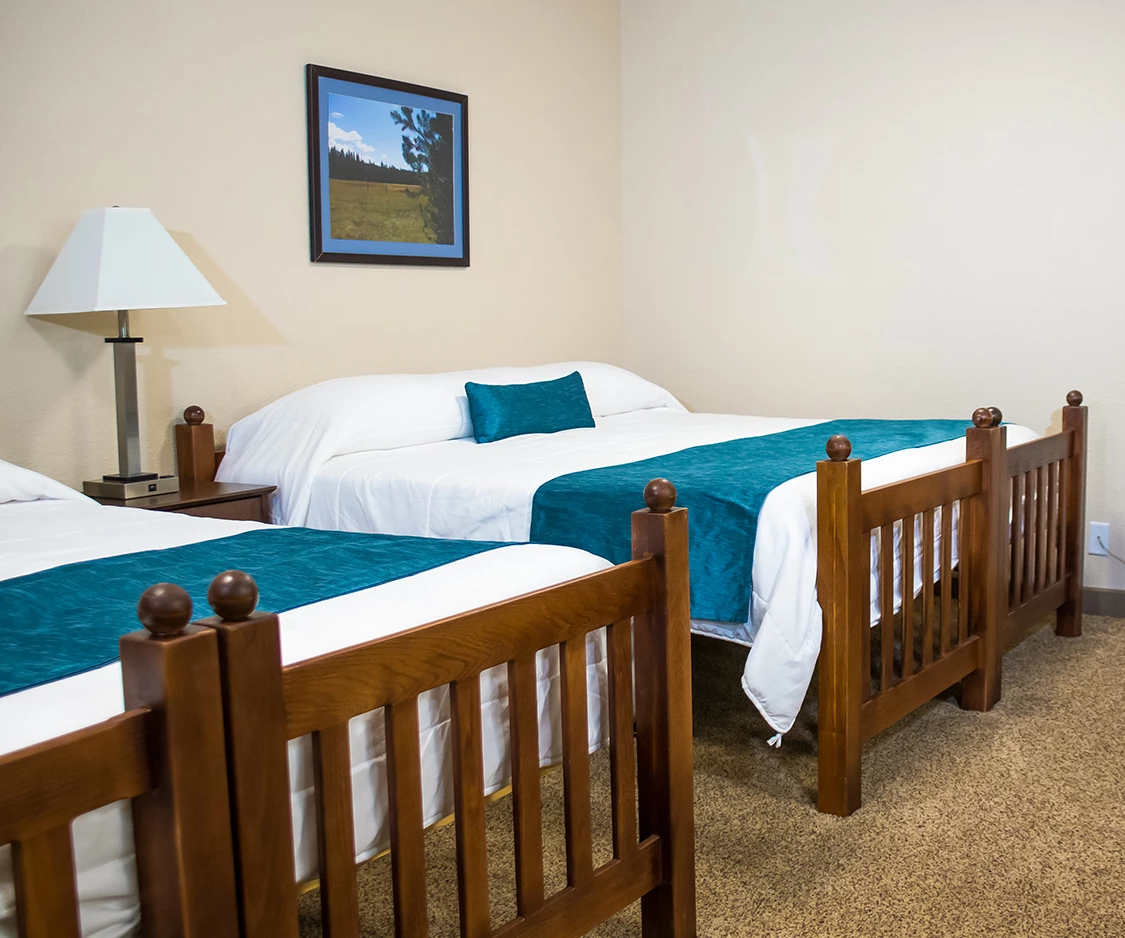 a room with two beds